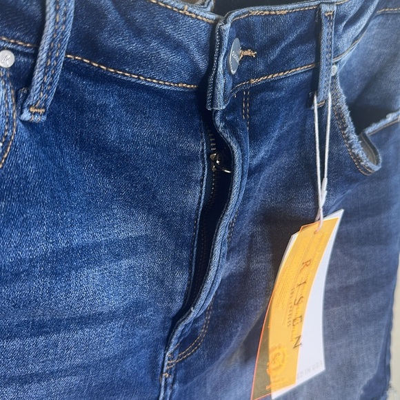 Risen High Rise Shorts Dark Wash Womens Size 1XL Distressed - Picture 9 of 15